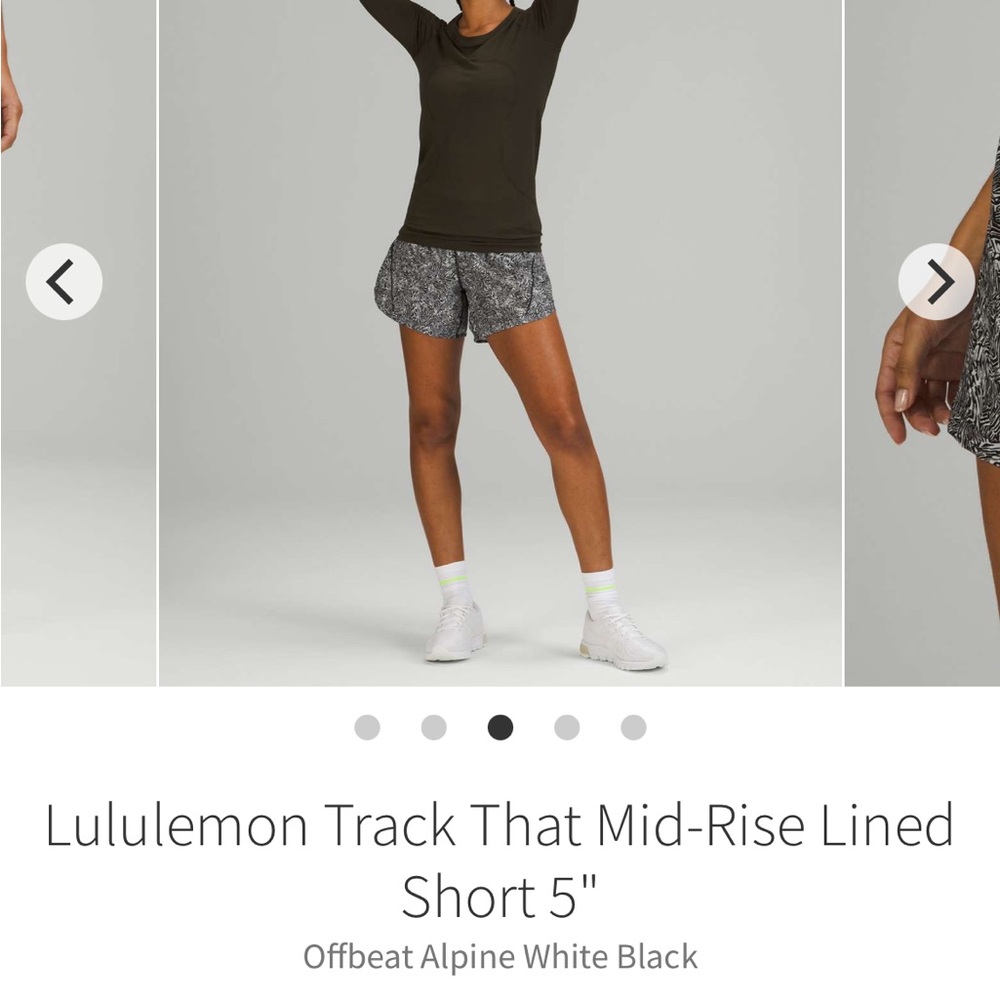 lululemon athletica Women's Track That Mid-Rise Lined Shorts - Black and White